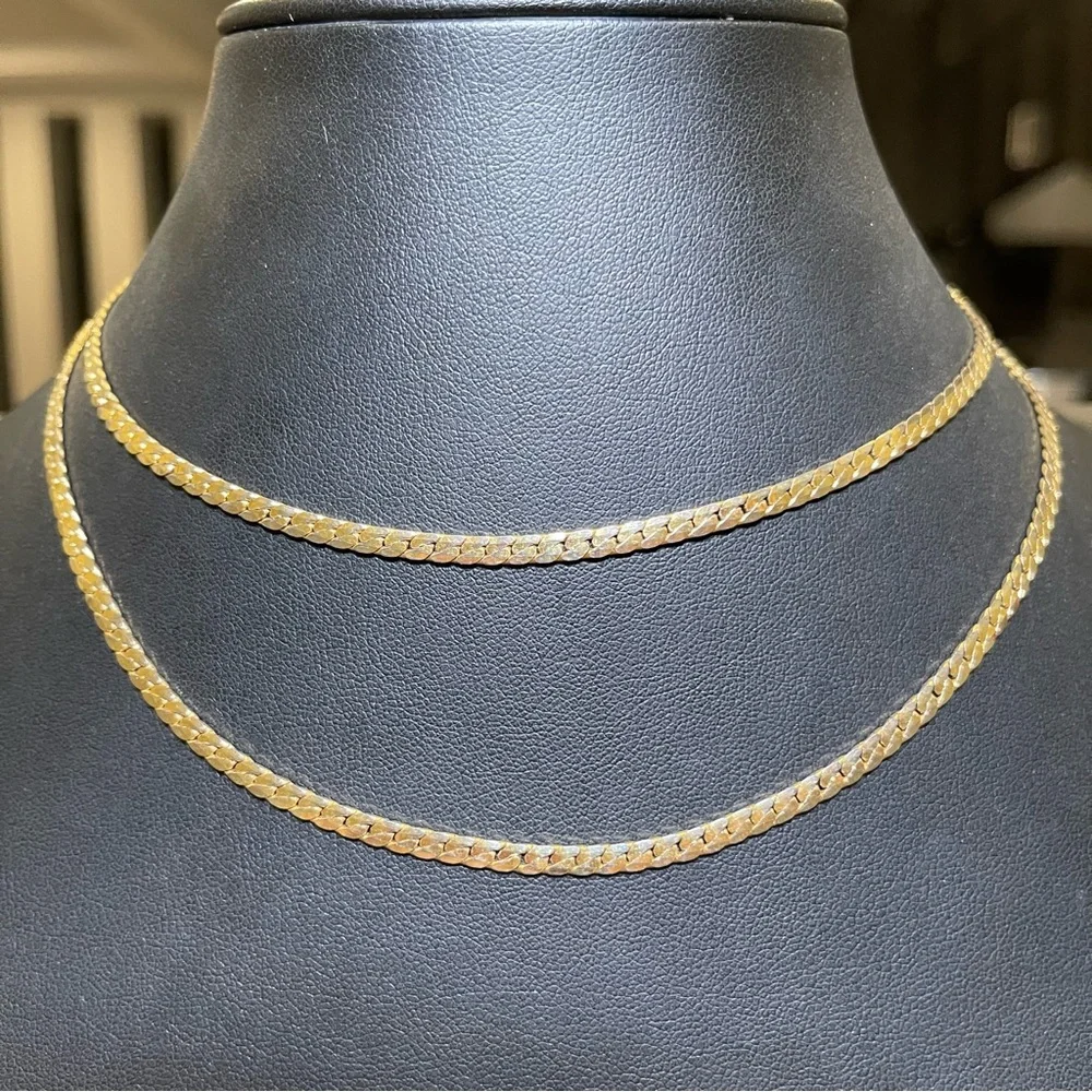 Vintage Napier Gold Tone Herringbone Chain Necklace 28” Total Length Signed